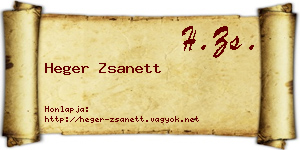 Heger Zsanett névjegykártya